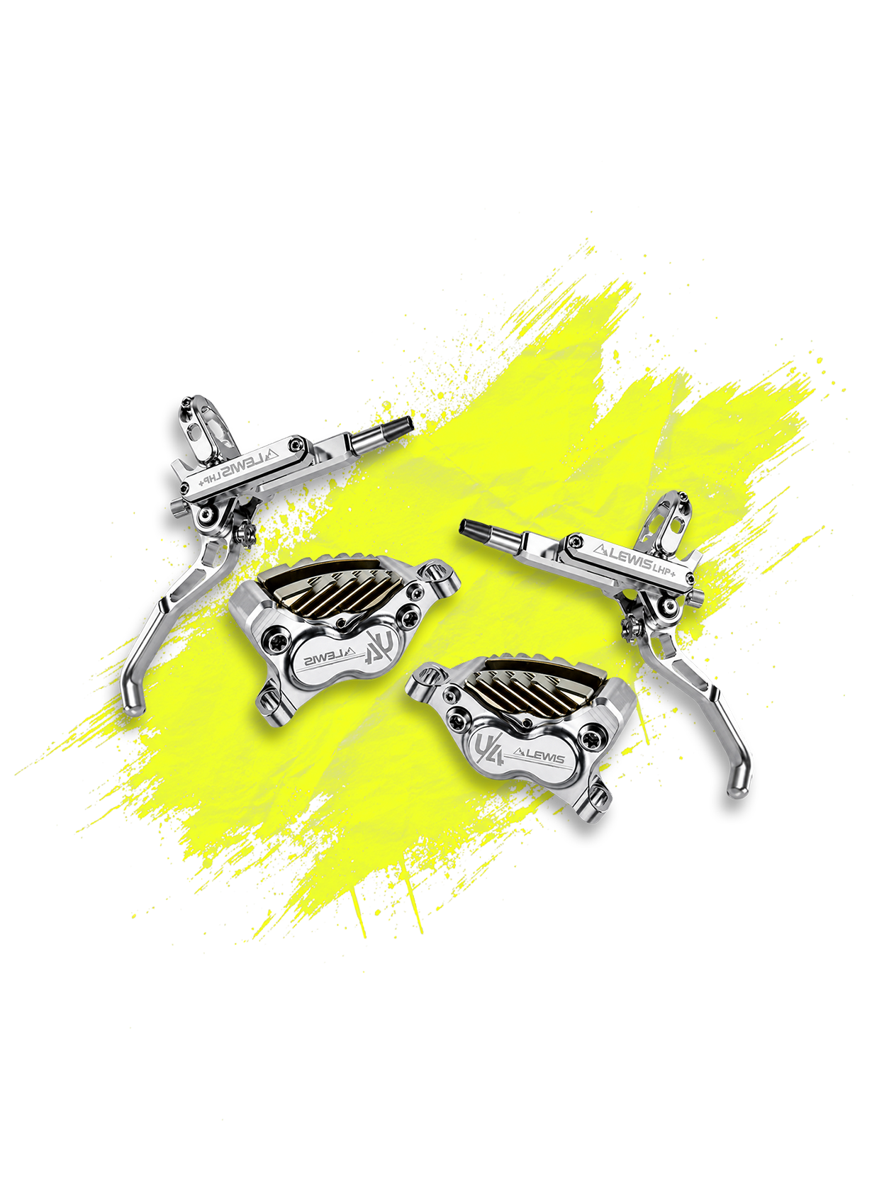 Lewis LHP-U4 Hydraulic Disc Brake Set – 4-Piston, Silver